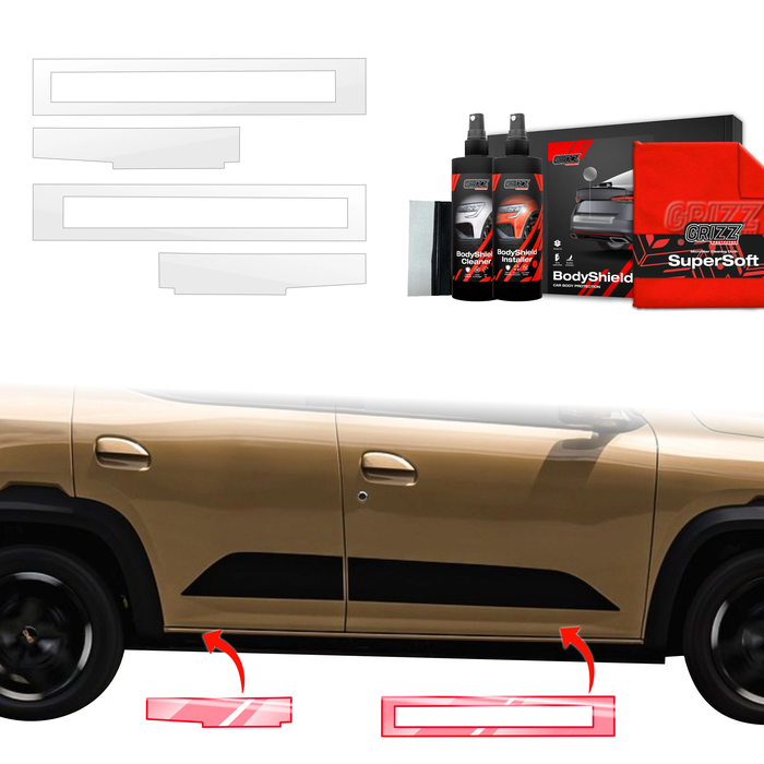 GrizzGlass BodyShield Door Sill Protection Film Dacia Spring (2024-2025) [4in1]