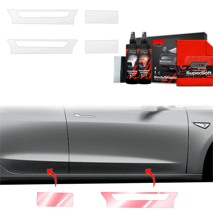 GrizzGlass BodyShield Door Sill Protection Film Tesla Model 3 (2017-2020) [4in1]