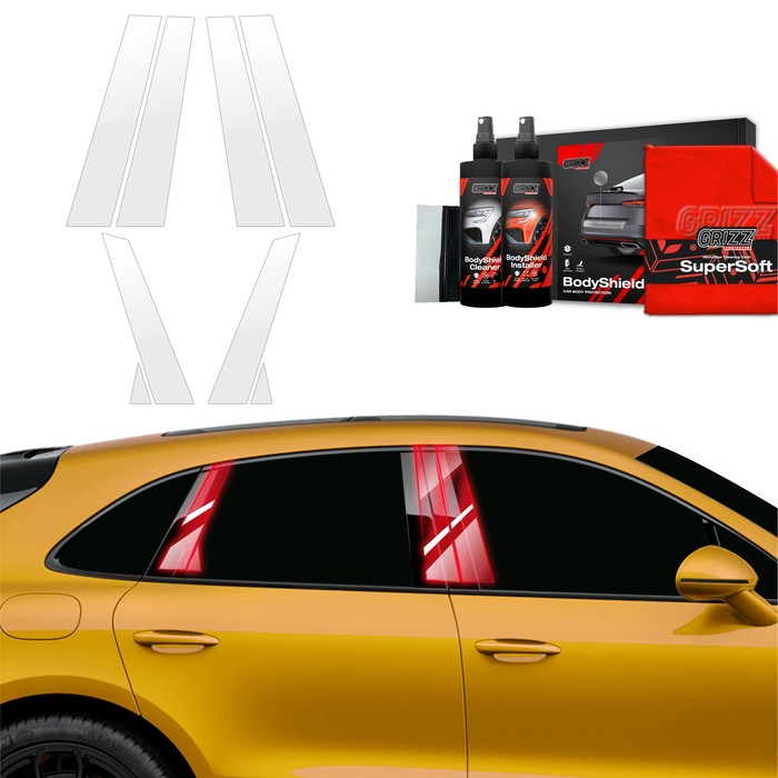 GrizzGlass BodyShield Car Pillar Protective Film Porsche Macan GTS (2021-2024) [8in1]