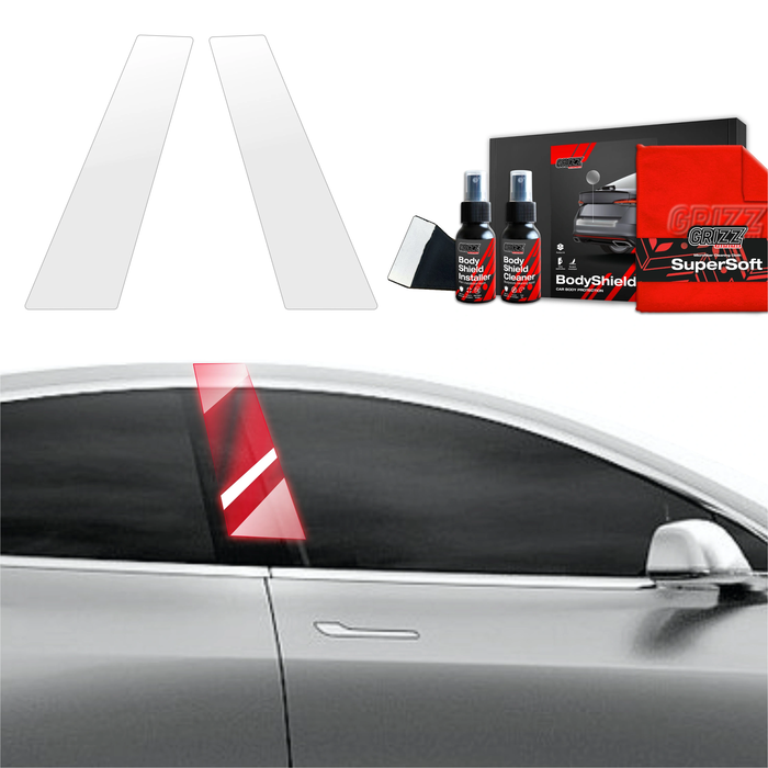 GrizzGlass BodyShield Car Pillar Protective Film Tesla Model 3 (2017-2020) [2in1] 