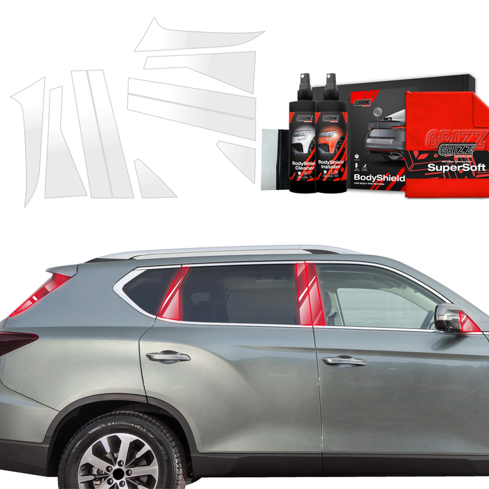 GrizzGlass BodyShield Car Pillar Protective Film SsangYong Rexton (2023-2025) [10in1]