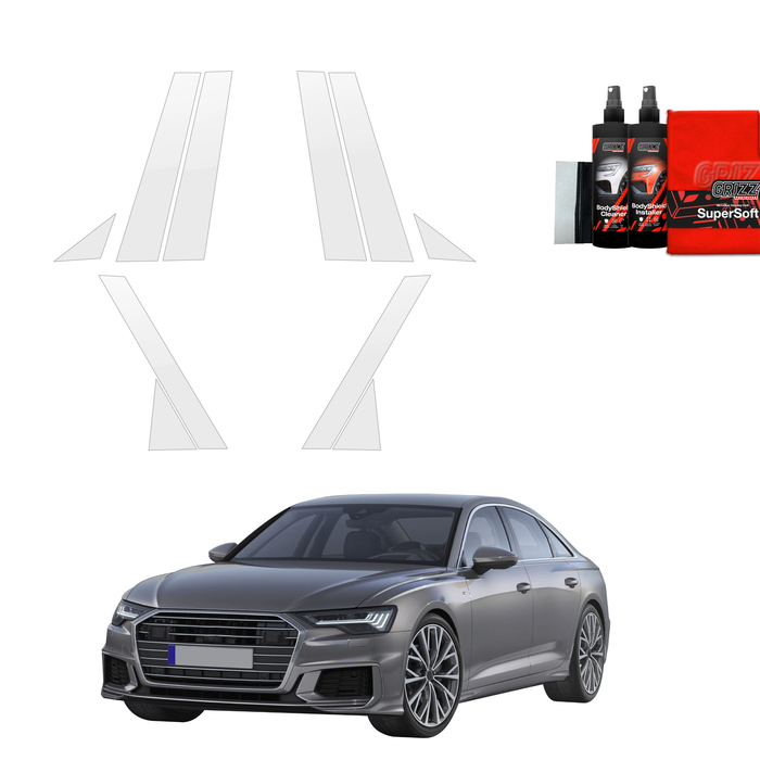 GrizzGlass BodyShield Car Pillar Protective Film Audi A6 C8 Sedan (2018-2023) [10in1]
