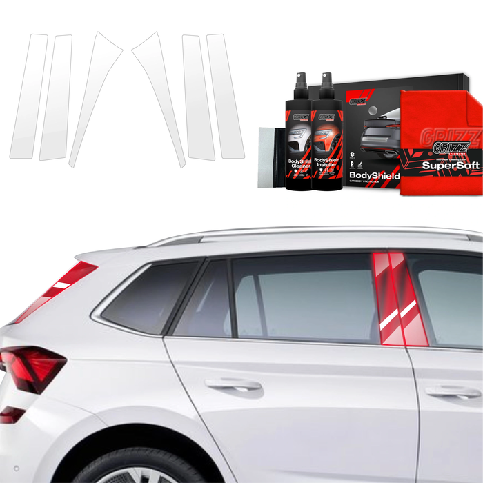 GrizzGlass BodyShield Car Pillar Protective Film Skoda Kamiq (2019-2025) [6in1]