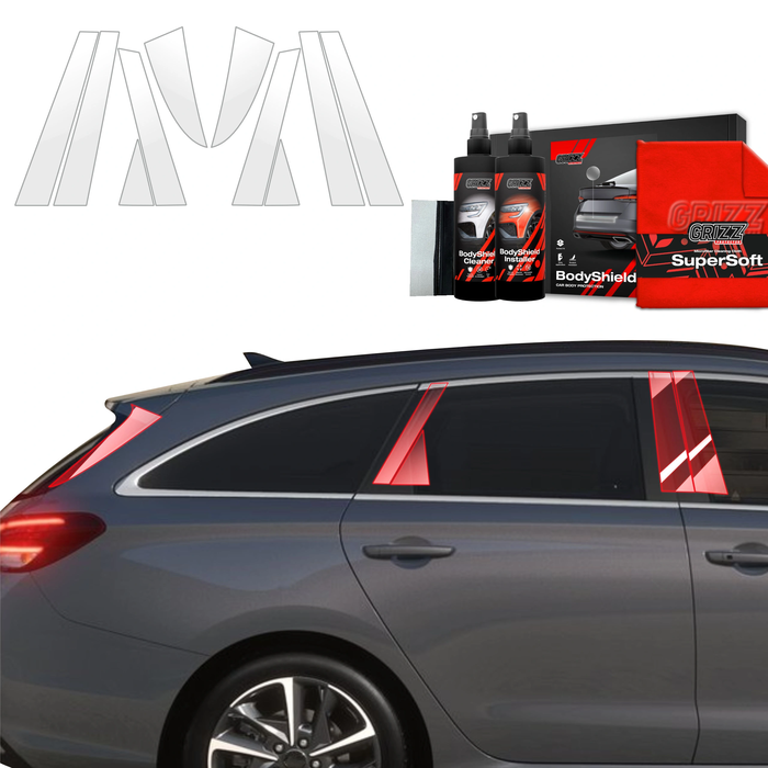 GrizzGlass BodyShield Car Pillar Protective Film Hyundai i30 Wagon (2020-2025) [10in1]
