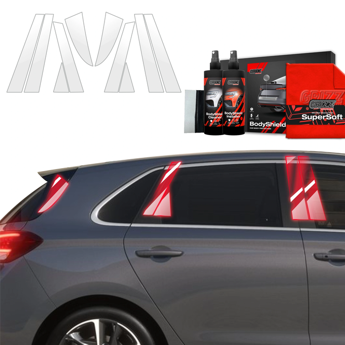 GrizzGlass BodyShield Car Pillar Protective Film Hyundai i30 Hatchback (2020-2025) [10in1]