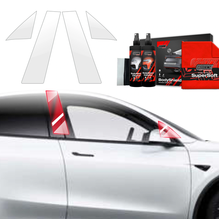 GrizzGlass BodyShield Car Pillar Protective Film Tesla Model Y Juniper (2024-2025) [4in1]