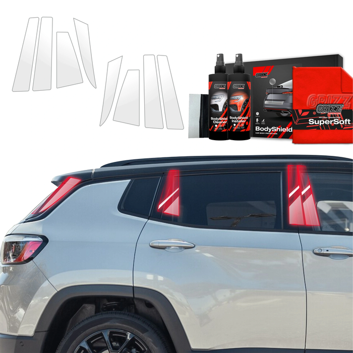 GrizzGlass BodyShield Car Pillar Protective Film Jeep Compass (2020-2024) [8in1]