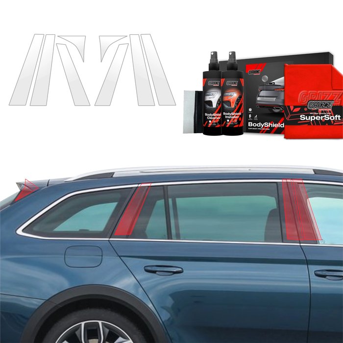 GrizzGlass BodyShield Car Pillar Protective Film Skoda Superb 3 Combi (2015-2019) [8in1]