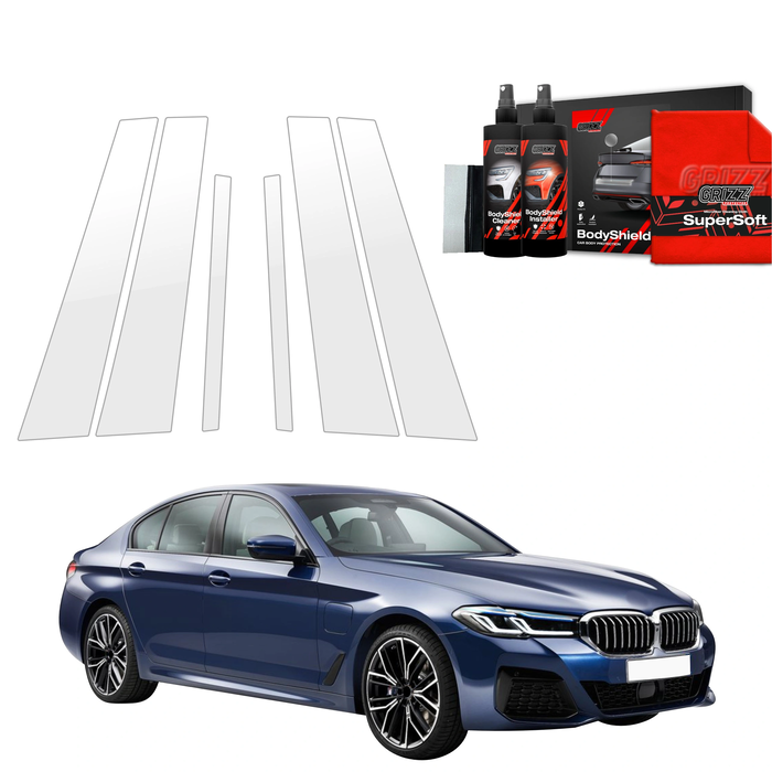 GrizzGlass BodyShield Car Pillar Protective Film BMW 5 G30 Sedan (2023-2025) [6in1]