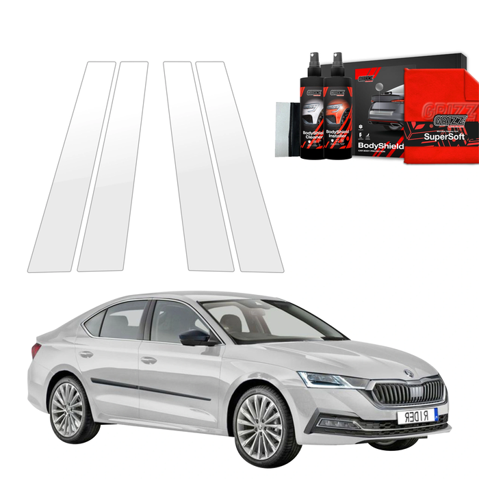 GrizzGlass BodyShield Car Pillar Protective Film Skoda Octavia 4 Hatchback (2019-2024) [4in1]
