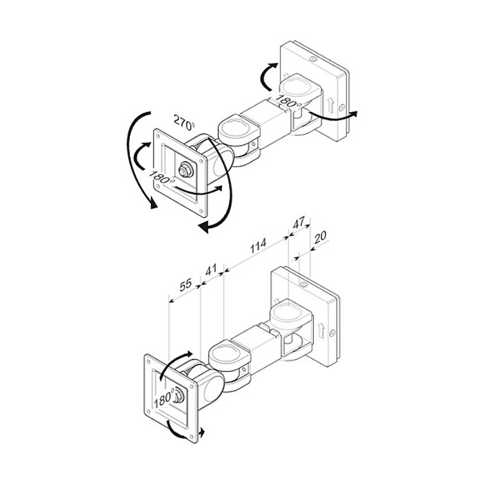 Roline Βάση τοίχου για οθόνη LCD, 3 αρθρώσεις, έως 6 kg