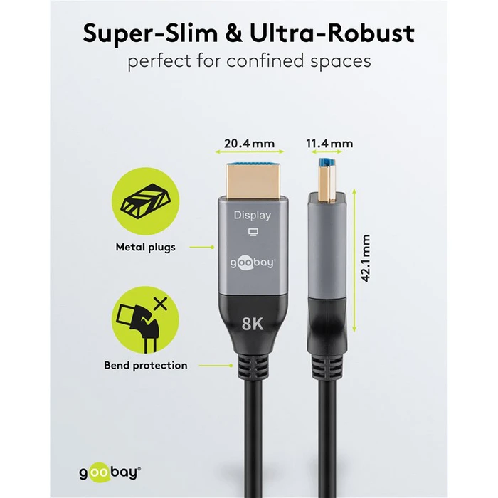 Goobay HDMI 2.1 Ultra High Speed 48Gbps 4K 120Hz HDR VRR Cable HDMI male - HDMI male 50m Μαύρο 76278