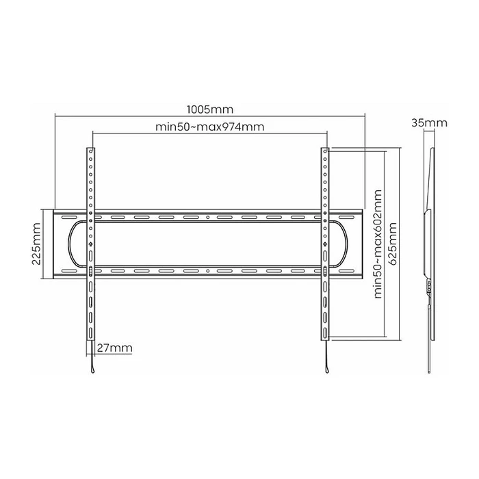 Value TV Wall Mount, Fixed, 60-120 inch, up to 120 kg, Black
