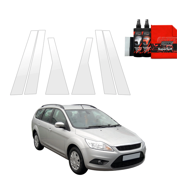 GrizzGlass BodyShield Car Pillar Protective Film Ford Focus Mk2 Kombi Facelifting (2007-2011) [6in1]