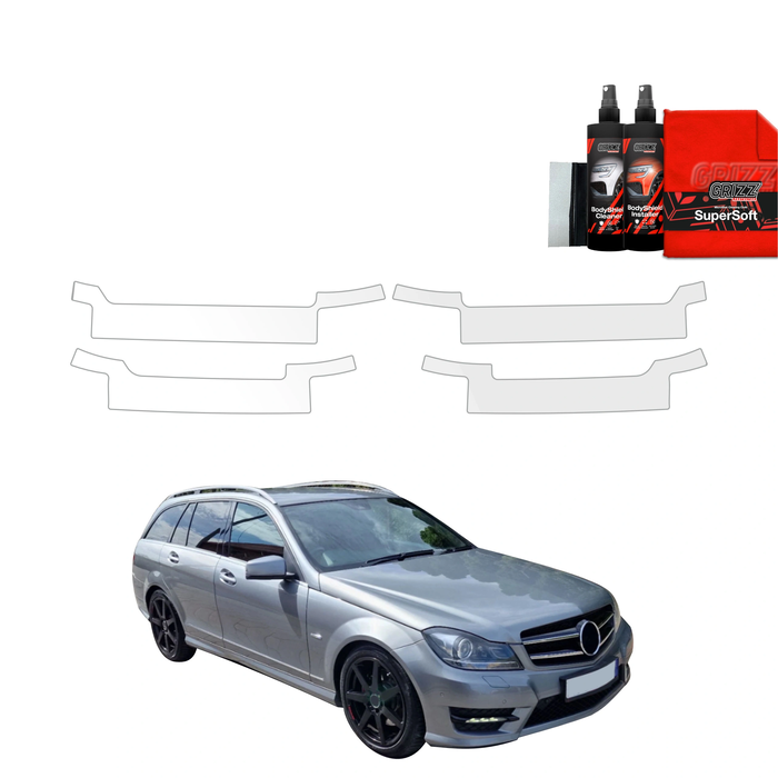 GrizzGlass BodyShield Door Sill Protection Film Mercedes Benz C-Class S204 Kombi Facelifting (2011-2014) [4in1]