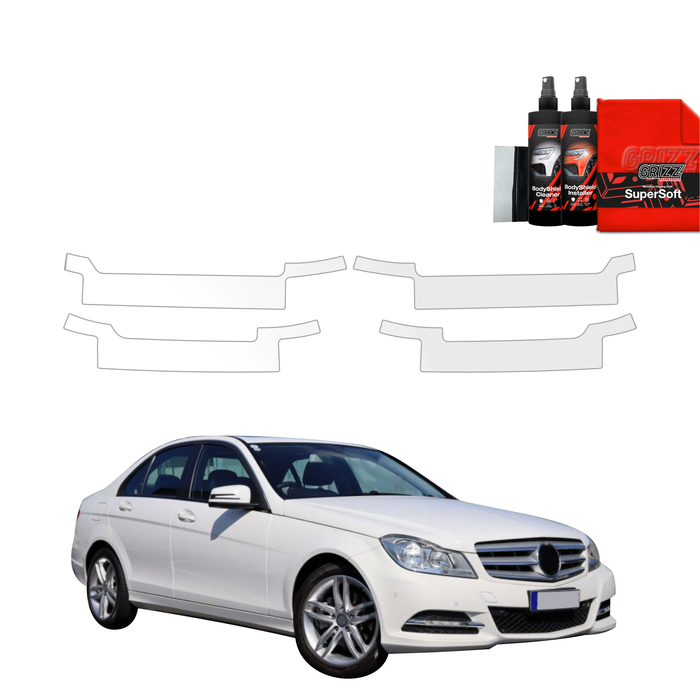 GrizzGlass BodyShield Door Sill Protection Film Mercedes Benz C-Class W204 Sedan Facelifting (2011-2014) [4in1]