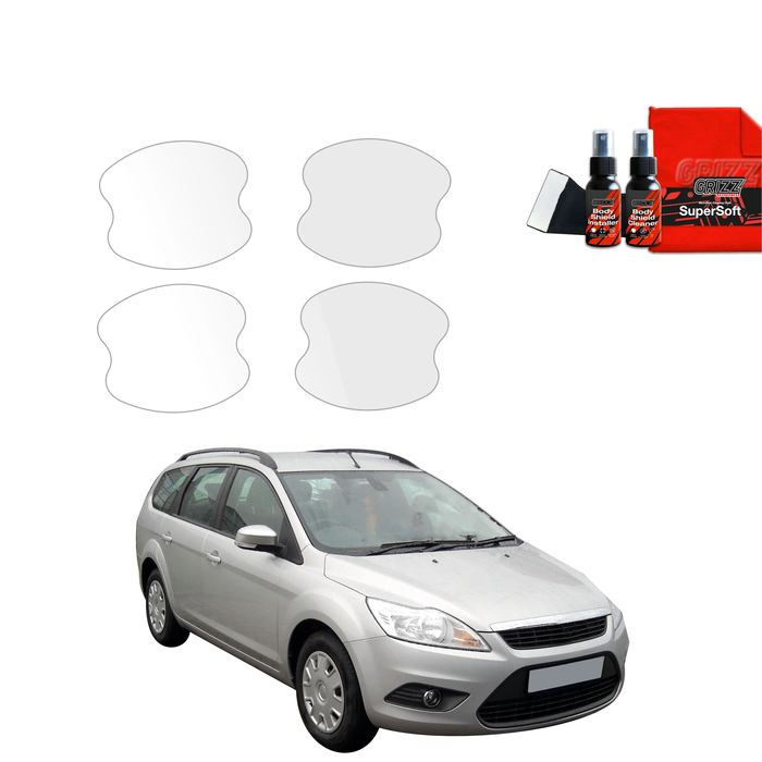 GrizzGlass BodyShield Protective Film For Door Handles Ford Focus Mk2 Kombi Facelifting (2007-2011) [4in1]