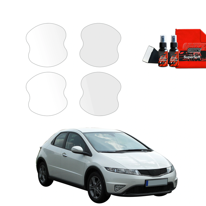 GrizzGlass BodyShield Protective Film For Door Handles Honda Civic 8 Hatchback 5D (2009-2011) [4in1]