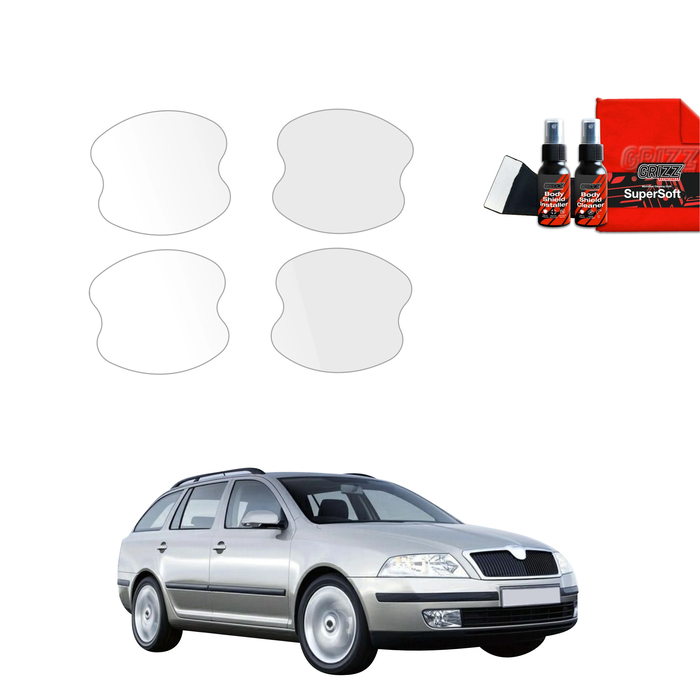 GrizzGlass BodyShield Protective Film For Door Handles Skoda Octavia 2 Kombi (2004-2008) [4in1]