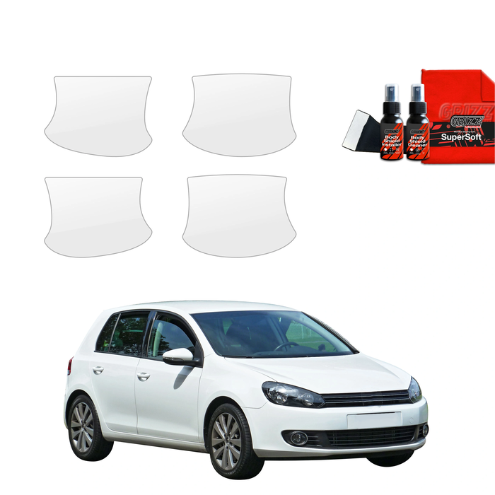 GrizzGlass BodyShield Protective Film For Door Handles Volkswagen Golf 6 Hatchback 5D (2008-2013) [4in1]
