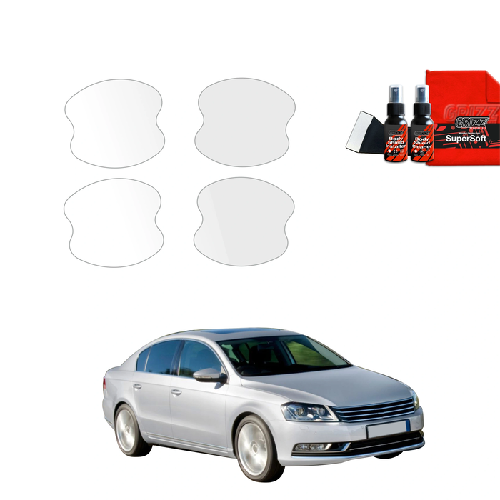 GrizzGlass BodyShield Protective Film For Door Handles Volkswagen Passat B7 Sedan (2010-2014) [4in1]