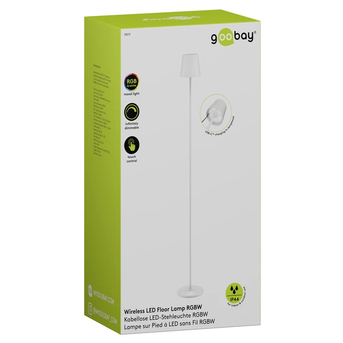 GOOBAY επιτραπέζιο φωτιστικό 76572, RGBW, dimmable, επαναφορτιζόμενο, έως 122.3cm ύψος, λευκό