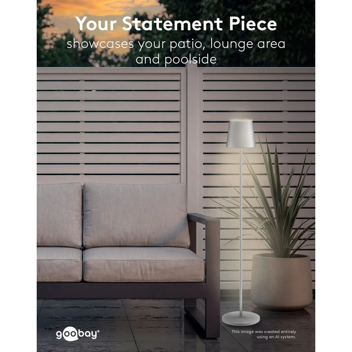 GOOBAY επιτραπέζιο φωτιστικό 76572, RGBW, dimmable, επαναφορτιζόμενο, έως 122.3cm ύψος, λευκό