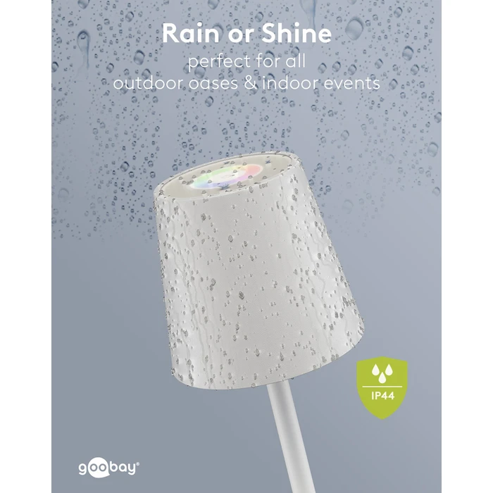 GOOBAY επιτραπέζιο φωτιστικό 76572, RGBW, dimmable, επαναφορτιζόμενο, έως 122.3cm ύψος, λευκό