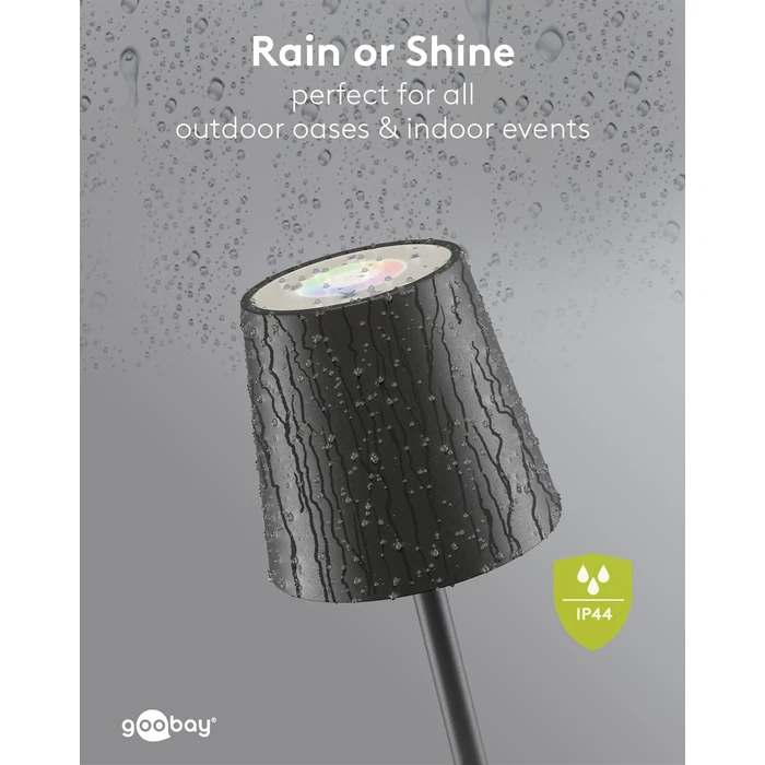 GOOBAY επιτραπέζιο φωτιστικό 76573 RGBW, dimmable, επαναφορτιζόμενο έως 122.3cm, μαύρο