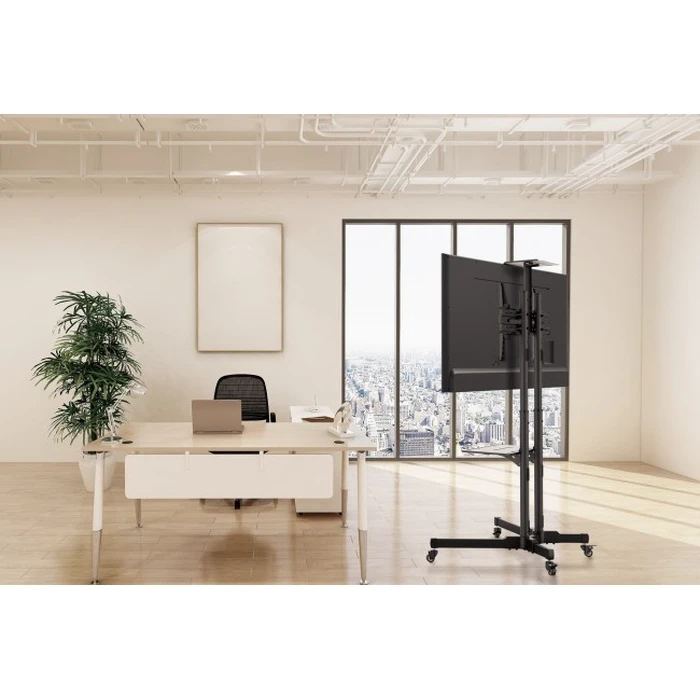 Manhattan 461238 Mobile Floor TV Stand for LED/LCD/PDP 37-70 inches, 40 kg, adjustable with AV shelf