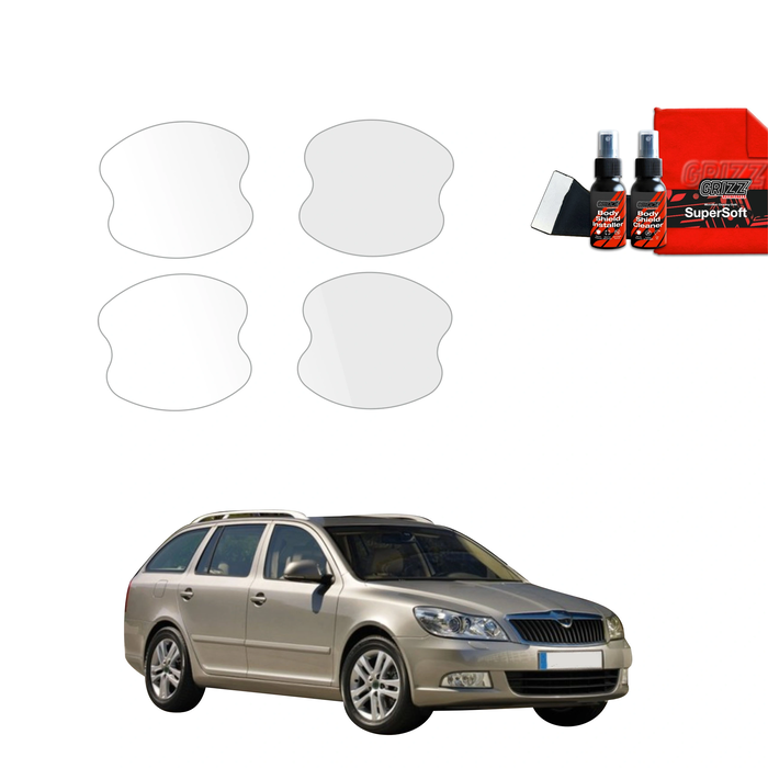 GrizzGlass BodyShield Protective Film For Door Handles Skoda Octavia 2 Kombi Facelifting (2008-2013) [4in1]