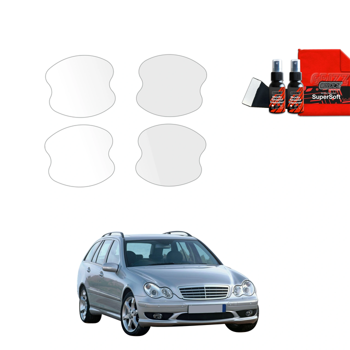 GrizzGlass BodyShield Protective Film For Door Handles Mercedes Benz C-Class S203 Kombi (2001-2007) [4in1]
