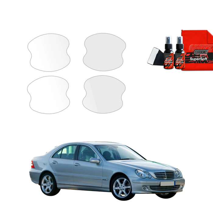 GrizzGlass BodyShield Protective Film For Door Handles Mercedes Benz C-Class W203 Sedan (2000-2007) [4in1]