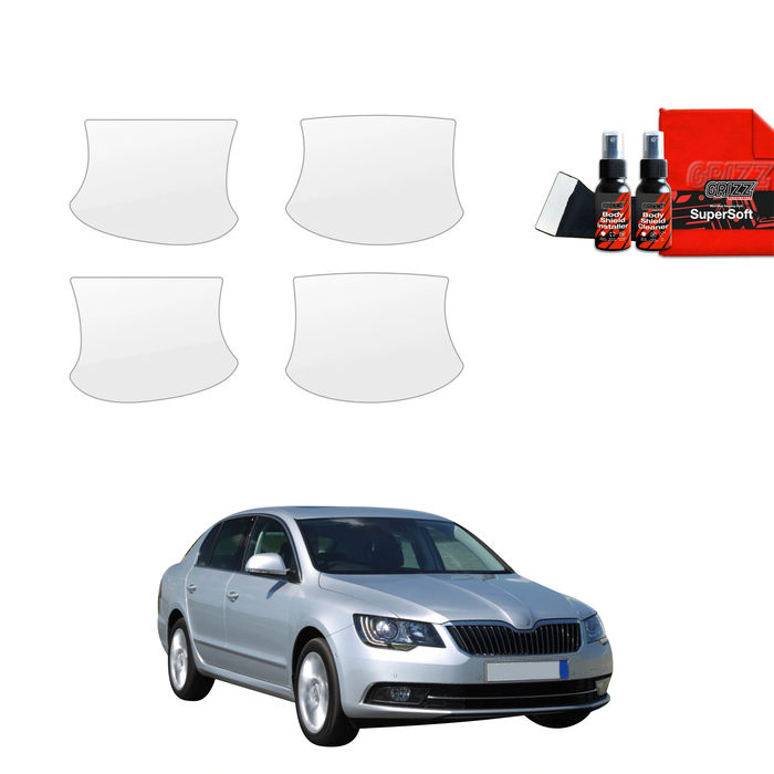 GrizzGlass BodyShield Protective Film For Door Handles Skoda Superb 2 Facelifting (2013-2015) [4in1]