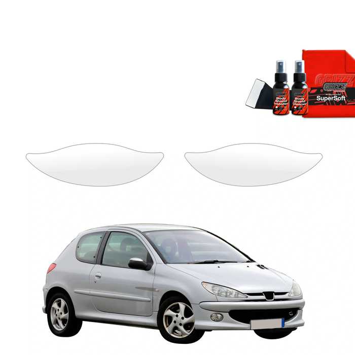 GrizzGlass BodyShield Protective Film For Door Handles Peugeot 206 (1998-2009) [2in1] 