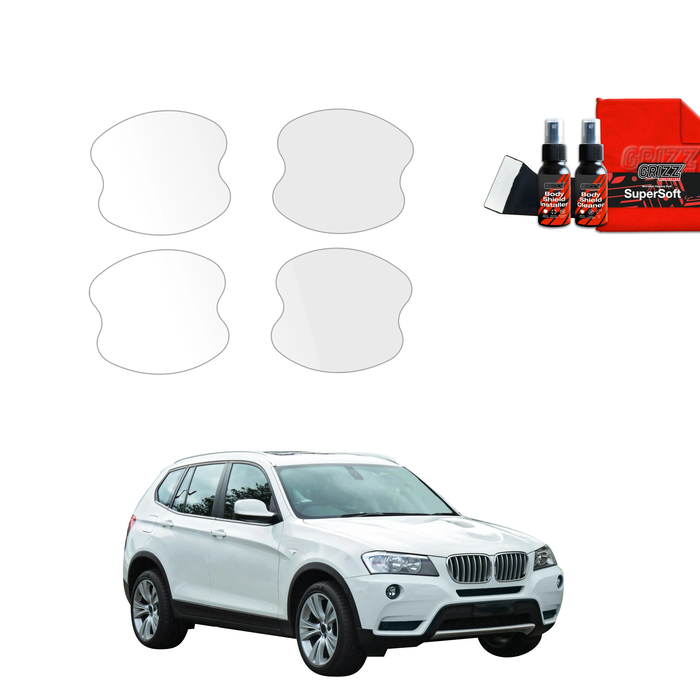 GrizzGlass BodyShield Protective Film For Door Handles BMW X3 F25 (2010-2014) [4in1]