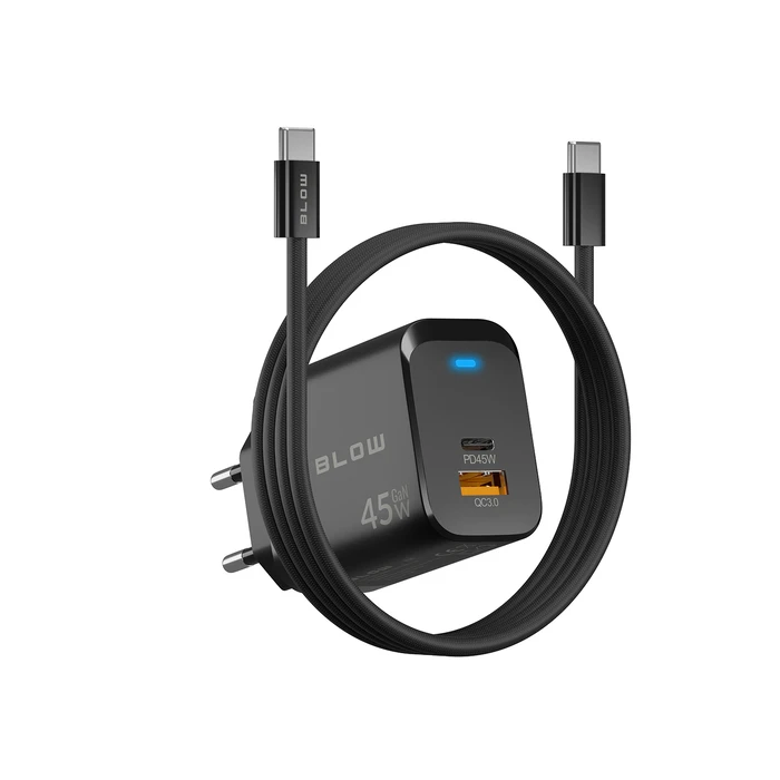 BLOW 45W GaN Charger USB-C + USB-A with Cable (DM-76-033)