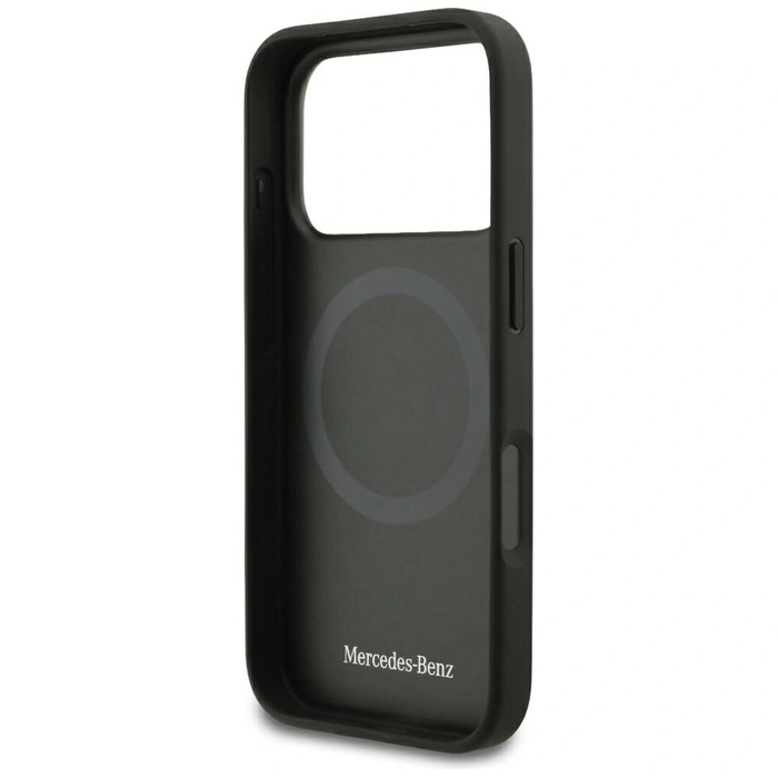 Mercedes Leather Star Pattern Stripes MagSafe Apple iPhone 17 Pro black