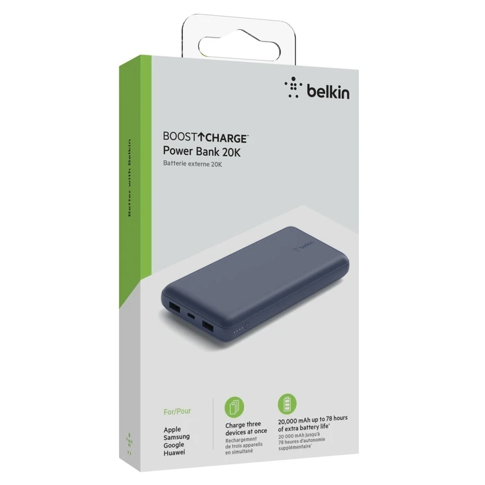 Belkin BPB012BTBL Power Bank 20000mAh 15W Blue (2x USB-A, 1x USB-C)
