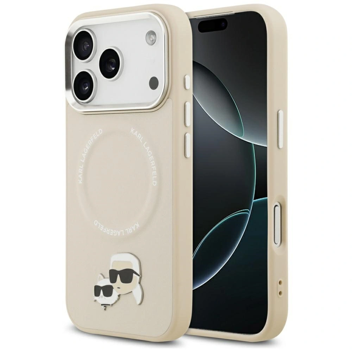 Karl Lagerfeld Karl & Choupette Pins MagSafe Apple iPhone 17 Pro beige