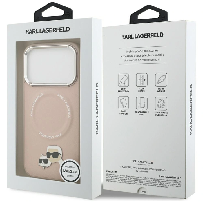 Karl Lagerfeld Karl & Choupette Pins MagSafe Apple iPhone 17 Pro pink