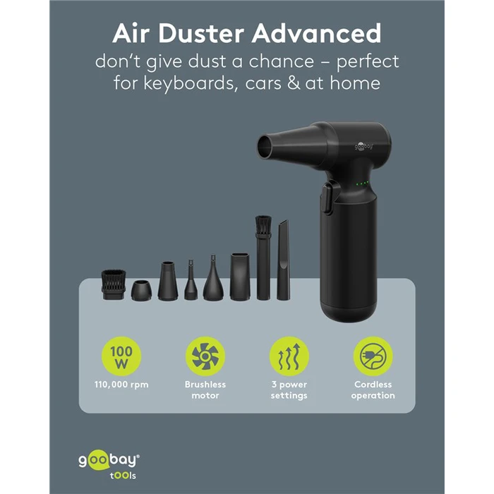GOOBAY Electric Air Duster 77830, 100W, 6000mAh, Black