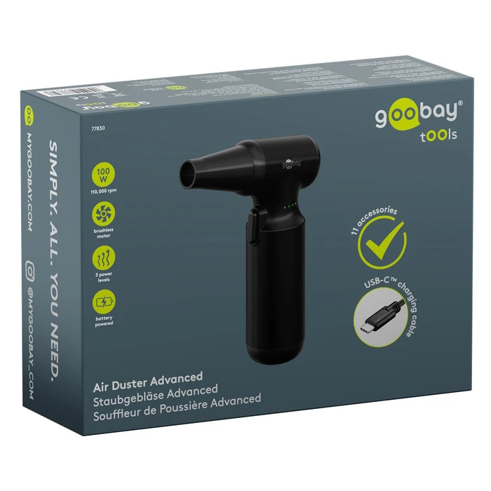 GOOBAY Electric Air Duster 77830, 100W, 6000mAh, Black