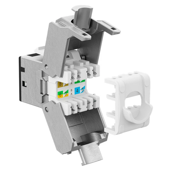 Goobay Keystone Module Rj45 77943 Cat 6a Stp Slim Toolfree Ασημί Μαύρο Dm131120