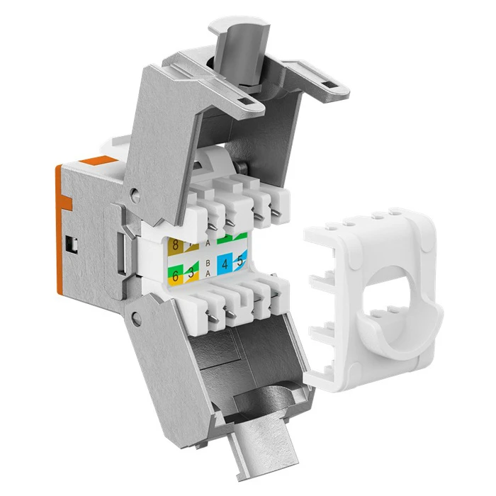 Goobay Keystone Module Rj45 77947 Cat 6a Stp Slim Toolfree Ασημί Πορτοκαλί Dm131121
