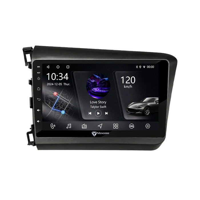 VenCore 3236-10005-0149B - Οθόνη Multimedia Android 15 9" IPS PX5S Octa-Core 2GB/32GB για Honda Civic 2012-2015 - Μαύρη