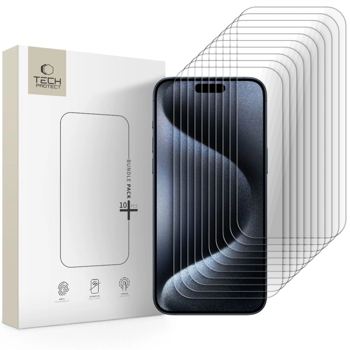 Tech-Protect Bundle Glass Apple iPhone 15 Pro Max Clear [10 PACK]