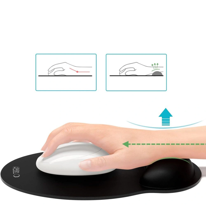 Tech-Protect A200 Mouse Pad With Gel Wrist Rest 25x22.5cm Black