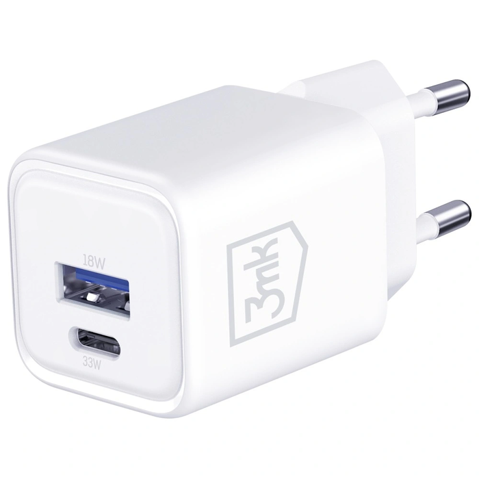3MK Hyper Charger PD 33W GaN QC4+ PPS AFC FCP SCP USB-A + USB-C white