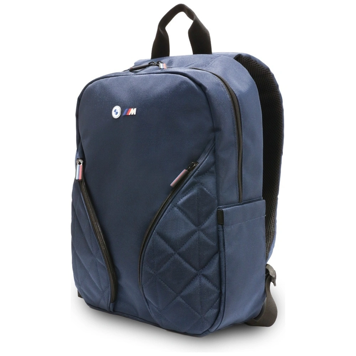 BMW Backpack Nylon Pockets & Metal Logo 16" navy blue